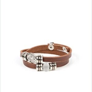 Brown Leather Wrap Bracelet with Silver Accents